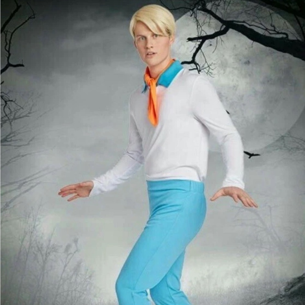 Men`s Fred Jones Costume Medium Scooby Doo Detective Halloween,
